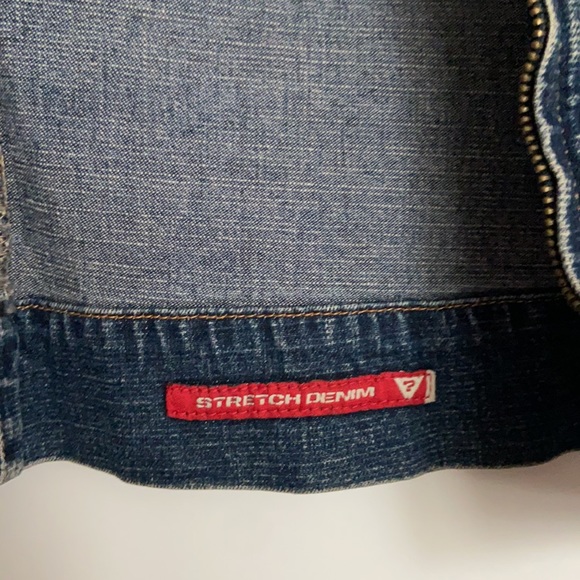 GUESS Vintage Small Jean jacket zipper front sleeve Blue 90s retro denim coat - Picture 3 of 13